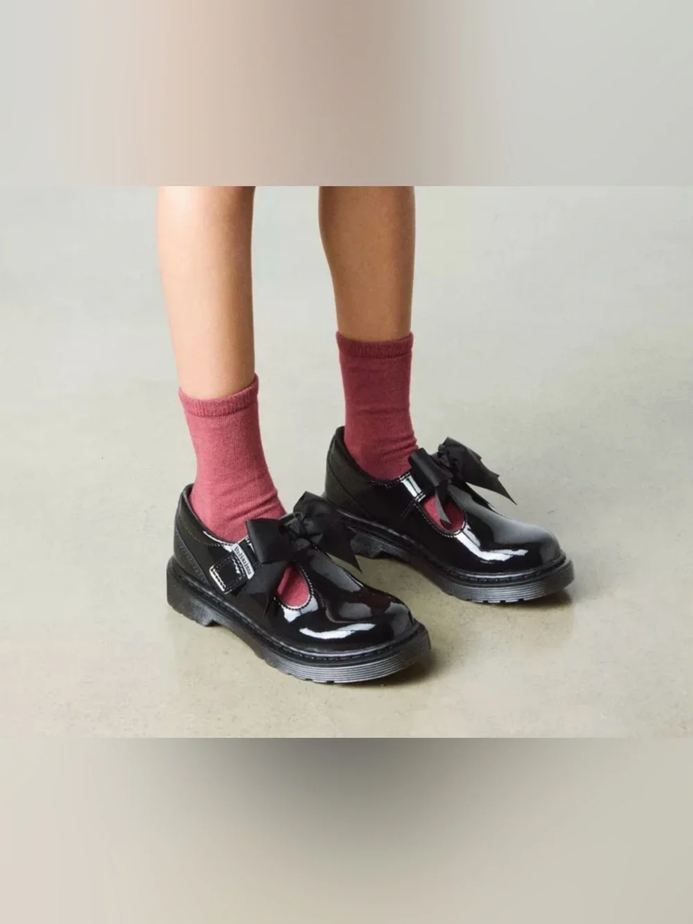 Dr. Martens Kids Black Patent Mary Jane with Ribbon Size 12